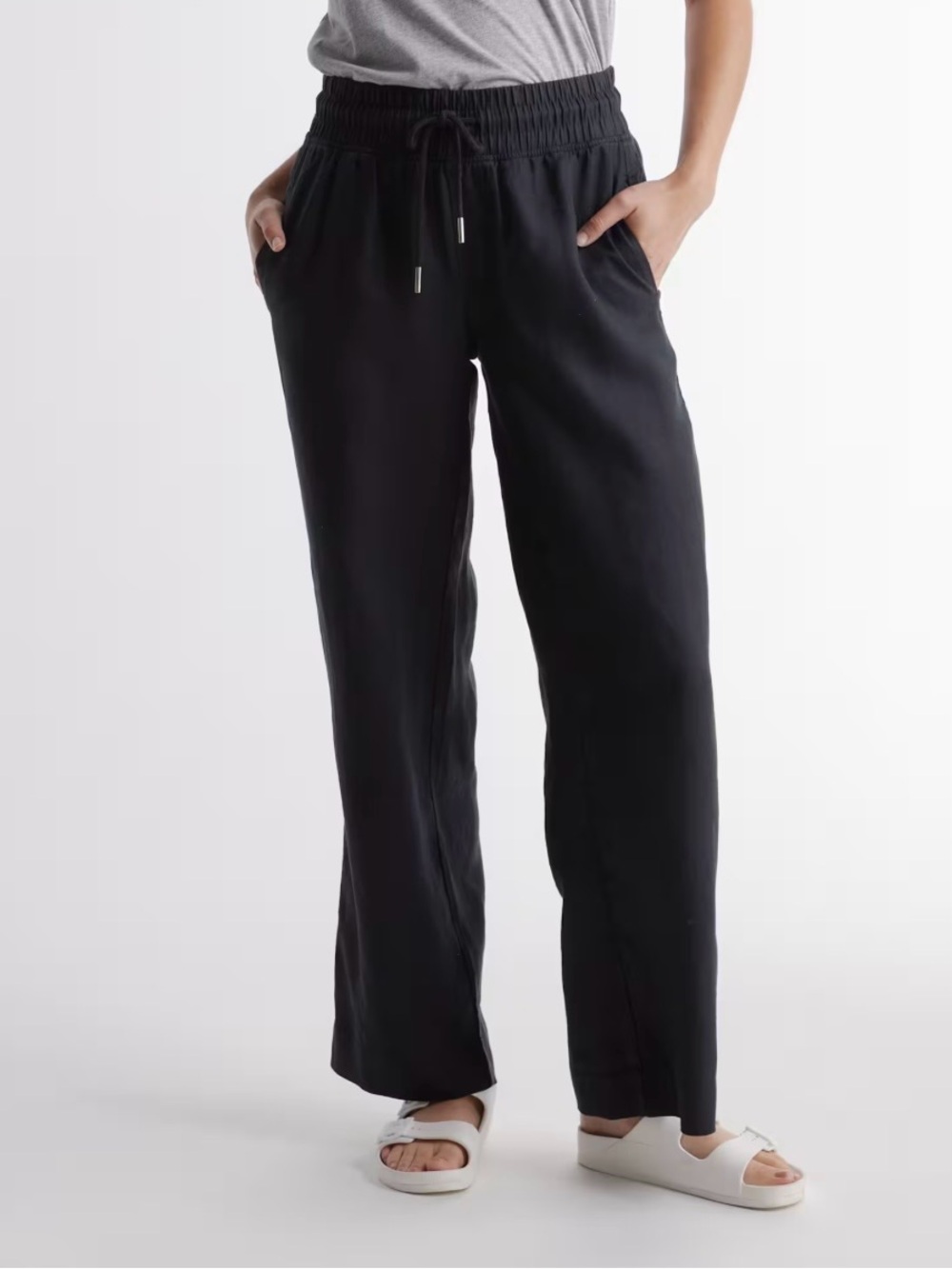 NWT quince 100% European Linen Wide Leg Pants black size medium